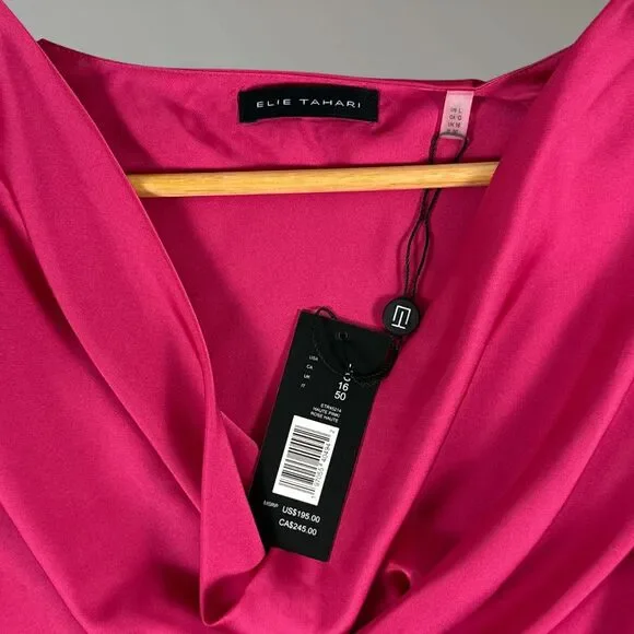 NWT Elie Tahari Women's The Jane Pink Sleeveless Cowl Neck Tank Blouse Size Lrg - Picture 6 of 9